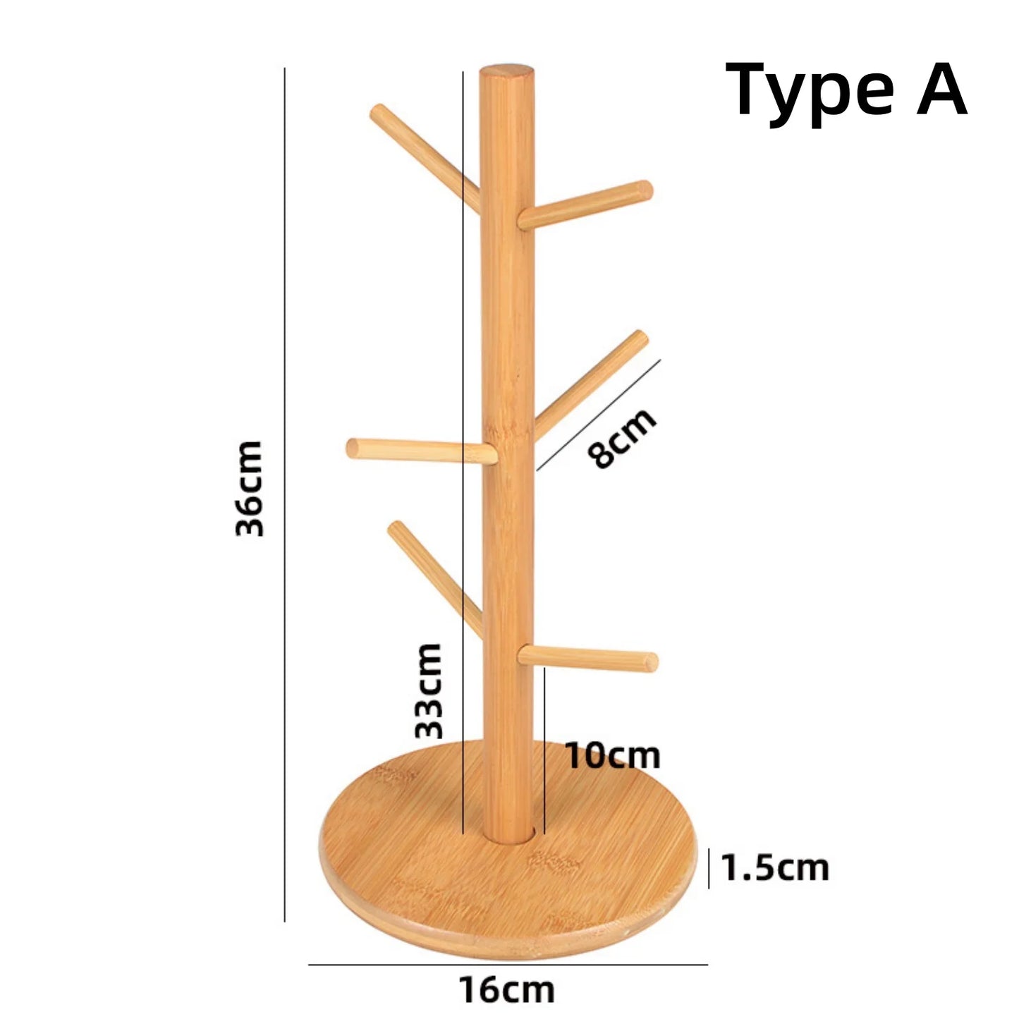 Bamboo Mug Holder – 6 - Hook Coffee Cup Tree Stand - Buy Online at Bargain Bay Australia