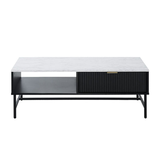Black and White Sofa End Coffee Table with 1 Drawer and Open Shelf - Buy Online at Bargain Bay Australia