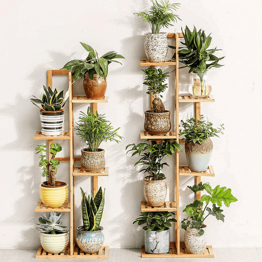 5/6 Pot Vertically Bamboo Flower Shelf Rack Pots Display Corner Shelving - Buy Online at Bargain Bay Australia