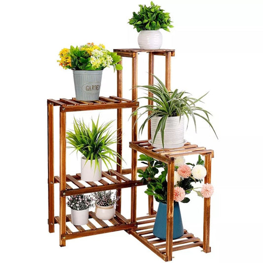 6 Tier Corner Plant Display Stand Wood Flower Pots Shelf Rack - Buy Online at Bargain Bay Australia