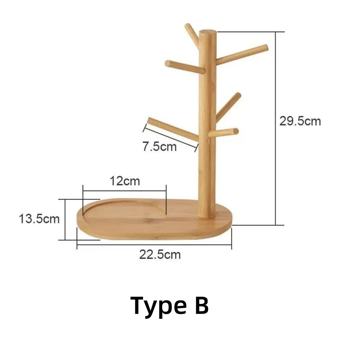 Bamboo Mug Holder – 6 - Hook Coffee Cup Tree Stand - Buy Online at Bargain Bay Australia
