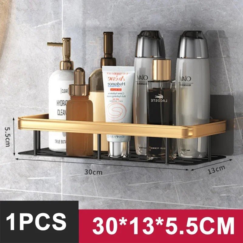 Aluminum Alloy Bathroom & Kitchen Shelf – No - Drill Shampoo & Storage Rack - Buy Online at Bargain Bay Australia