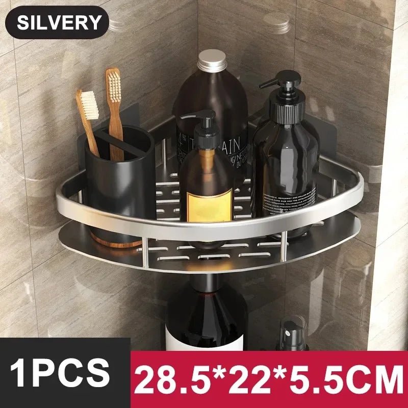 Aluminum Alloy Bathroom & Kitchen Shelf – No - Drill Shampoo & Storage Rack - Buy Online at Bargain Bay Australia