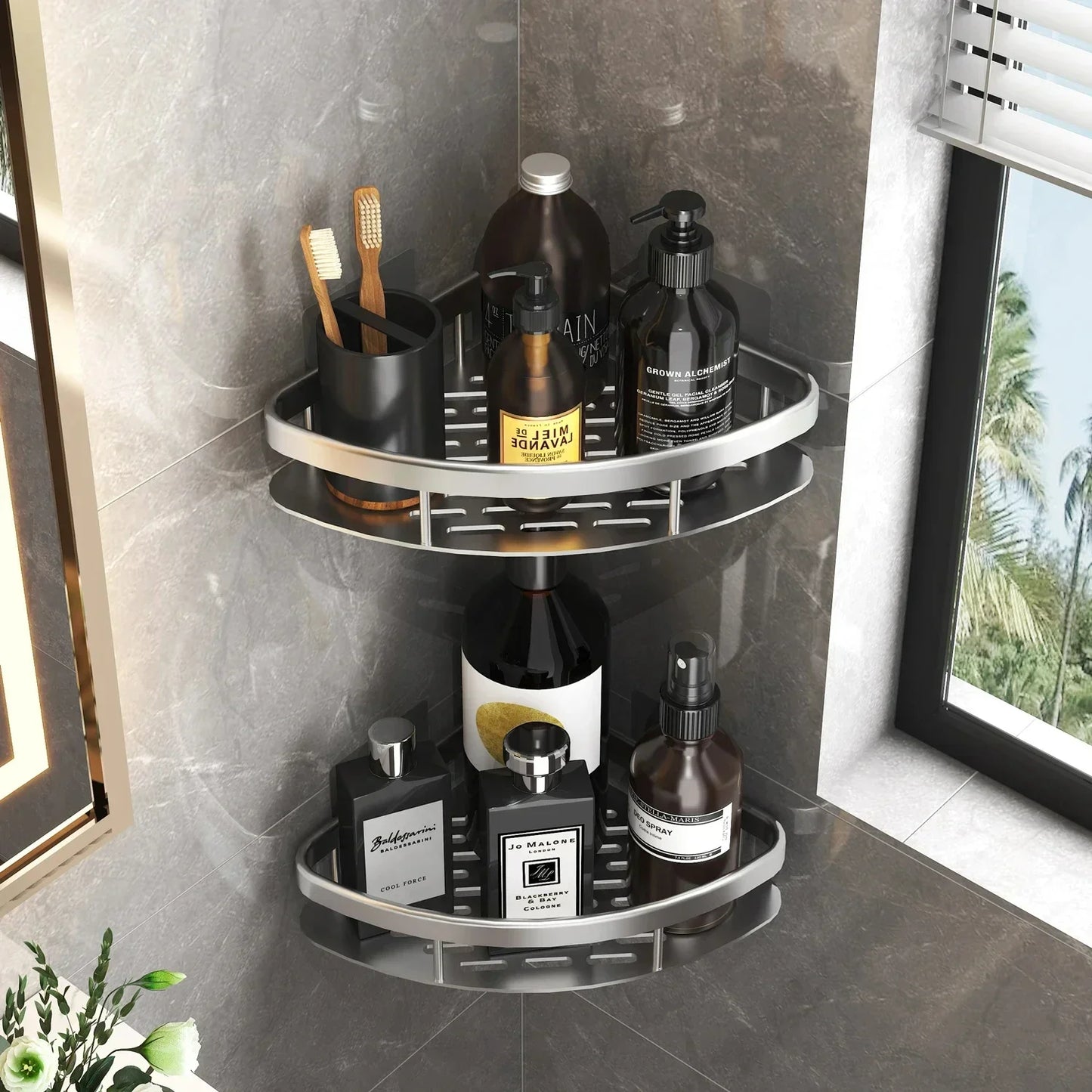 Aluminum Alloy Bathroom & Kitchen Shelf – No - Drill Shampoo & Storage Rack - Buy Online at Bargain Bay Australia