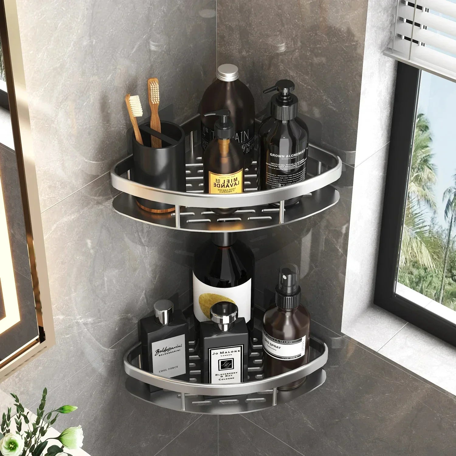 Aluminum Alloy Bathroom & Kitchen Shelf – No - Drill Shampoo & Storage Rack - Buy Online at Bargain Bay Australia