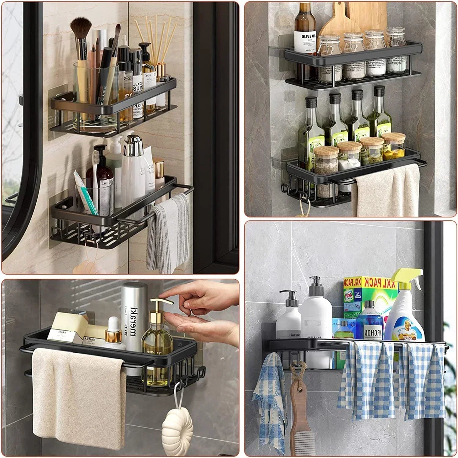 Aluminum Alloy Bathroom & Kitchen Shelf – No - Drill Shampoo & Storage Rack - Buy Online at Bargain Bay Australia