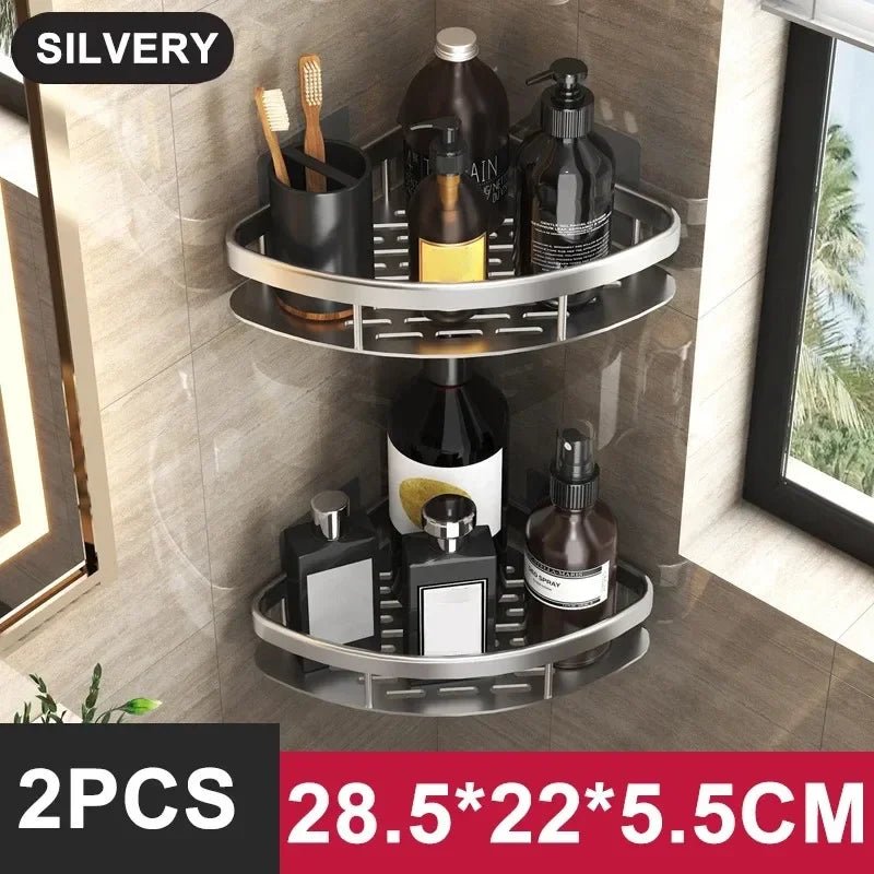 Aluminum Alloy Bathroom & Kitchen Shelf – No - Drill Shampoo & Storage Rack - Buy Online at Bargain Bay Australia