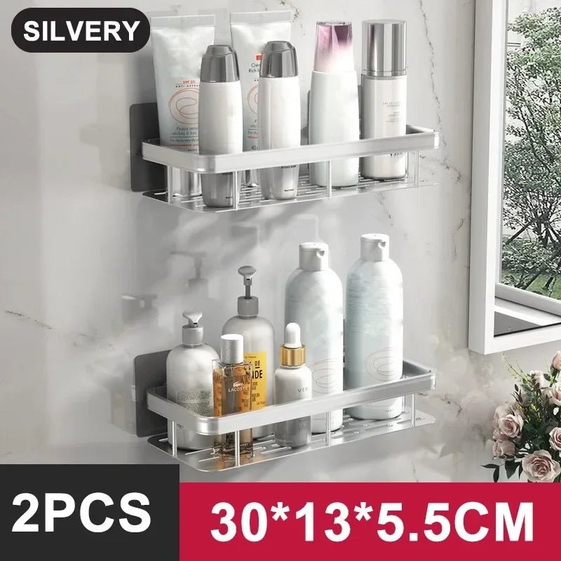Aluminum Alloy Bathroom & Kitchen Shelf – No - Drill Shampoo & Storage Rack - Buy Online at Bargain Bay Australia