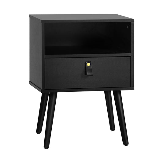 Bedside Table with Leather Handle Black - Buy Online at Bargain Bay Australia
