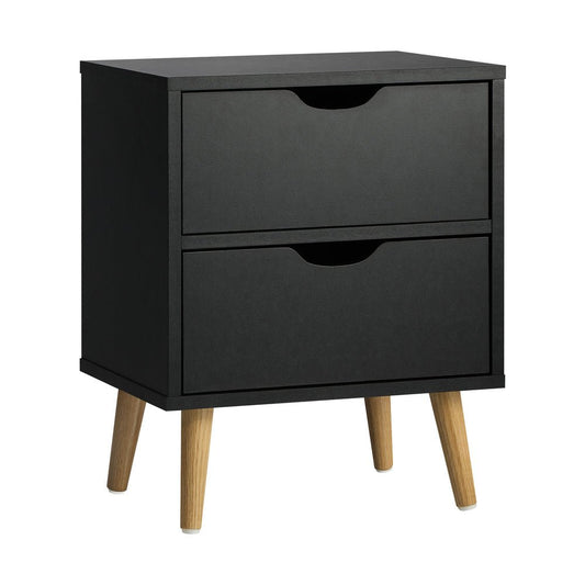 Black Bedside Tables with Air Gap Handle and 2 Drawers - Buy Online at Bargain Bay Australia
