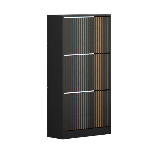 Black Shoe Rack Storage Cabinet with 3 Compartments - Buy Online at Bargain Bay Australia