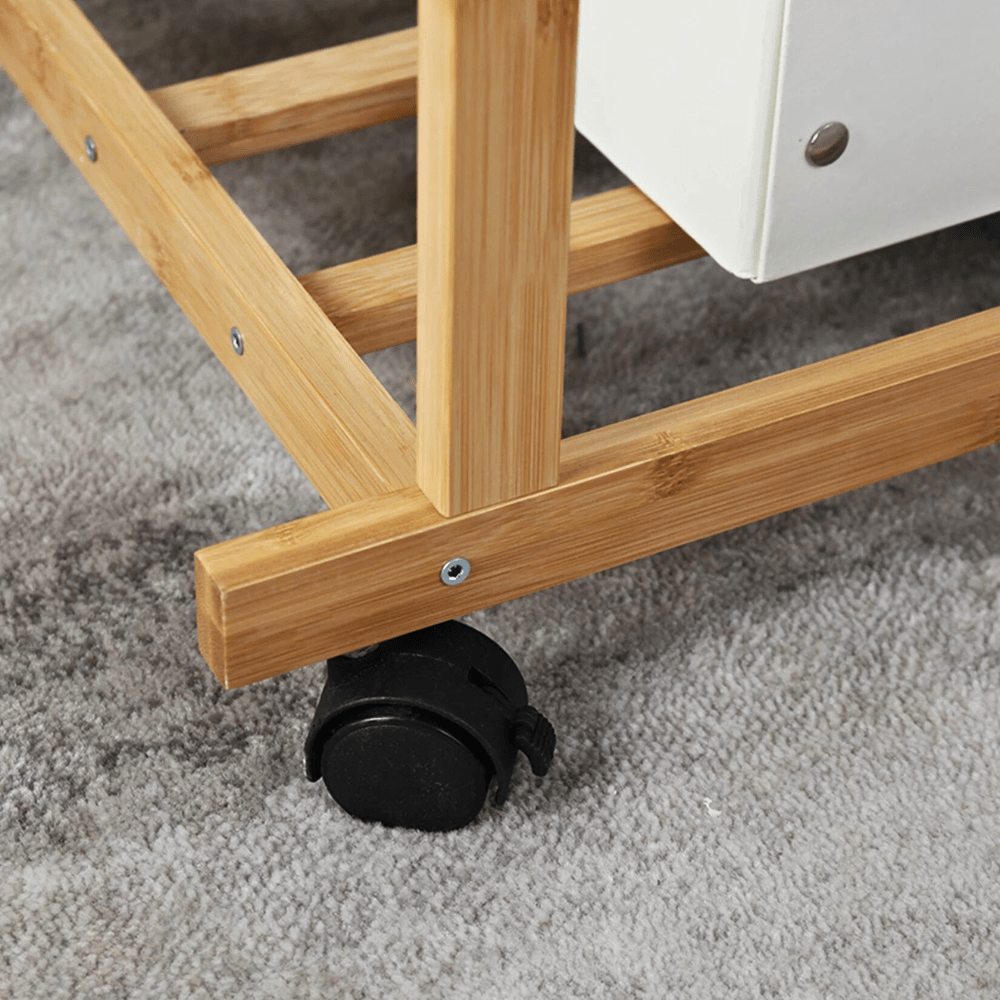 Free Standing Bamboo Double Hanging Clothes Organizer on Wheels - Buy Online at Bargain Bay Australia