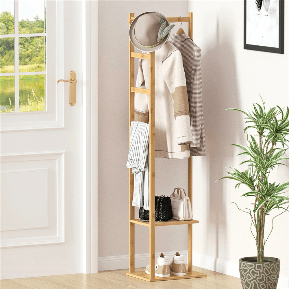 Garment Coat Clothes Stand Rack Hat Shoe Wooden Hanger Holder Shelf Organizer - Buy Online at Bargain Bay Australia