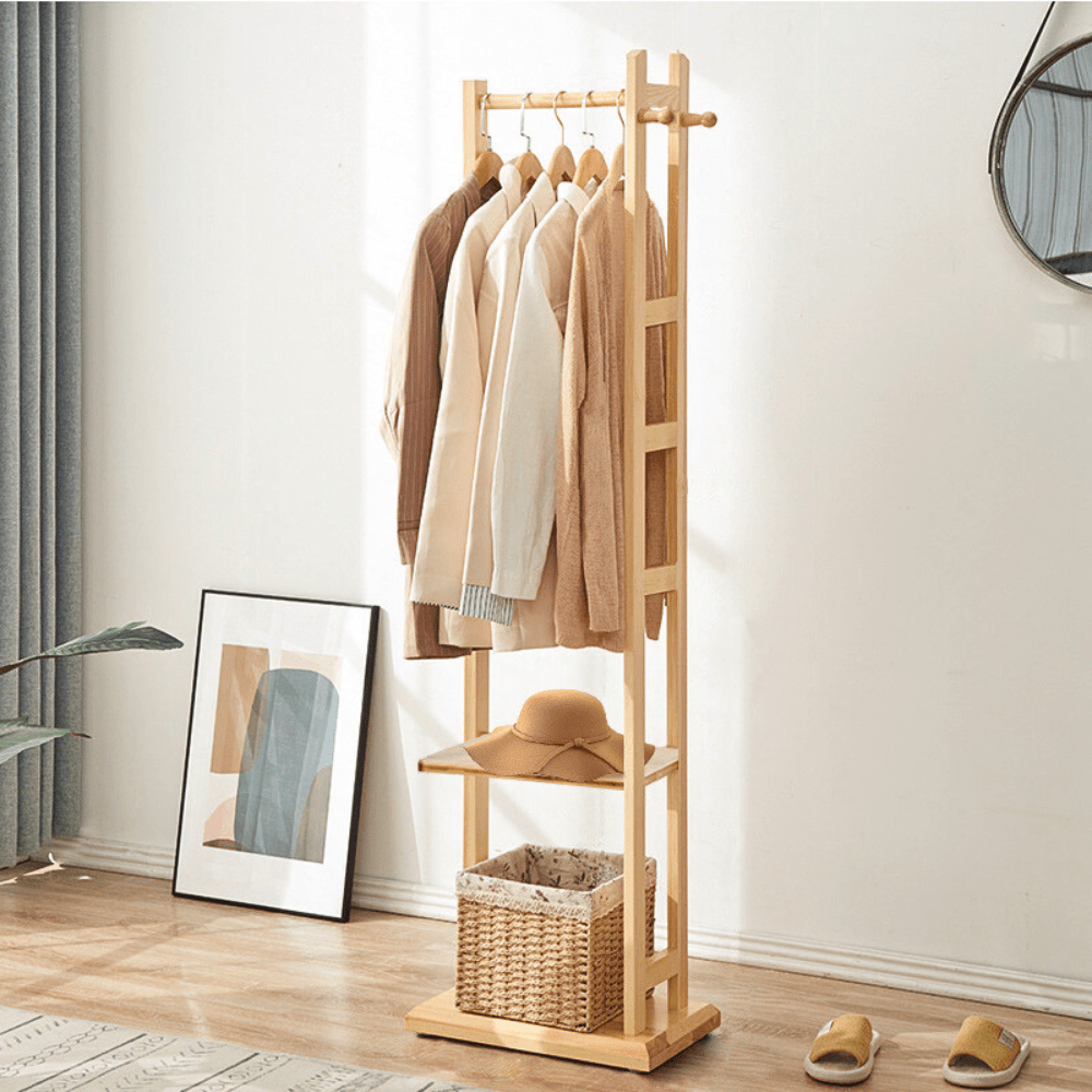 Garment Coat Clothes Stand Rack Hat Shoe Wooden Hanger Holder Shelf Organizer - Buy Online at Bargain Bay Australia