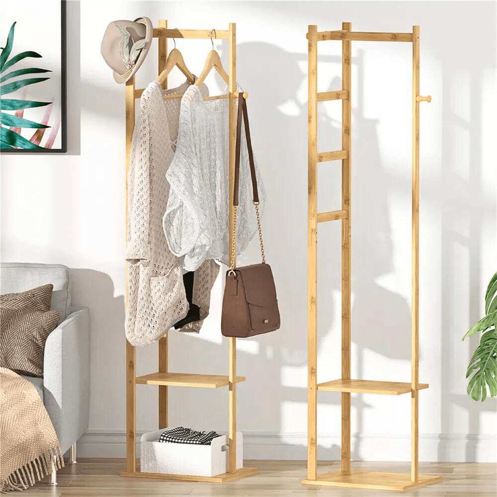 Garment Coat Clothes Stand Rack Hat Shoe Wooden Hanger Holder Shelf Organizer - Buy Online at Bargain Bay Australia