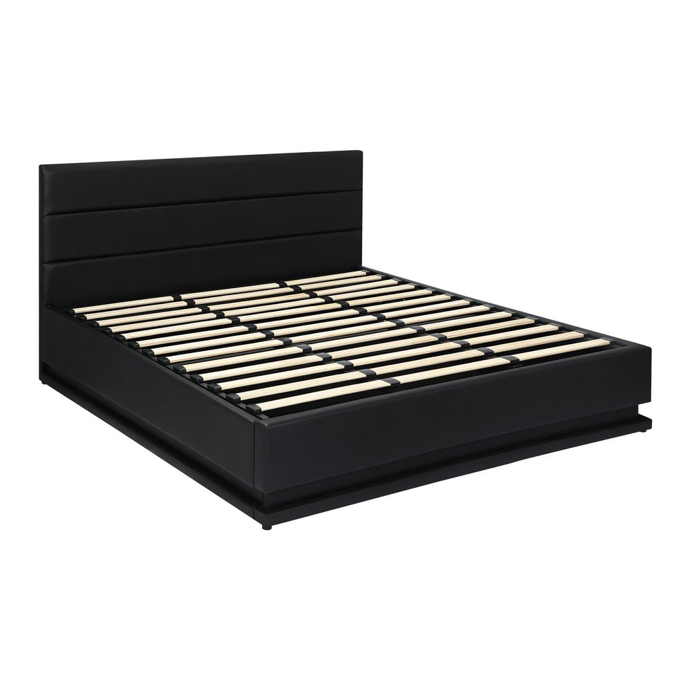 King Bed Frame with Gas Lift RGB Storage Space Black - Buy Online at Bargain Bay Australia