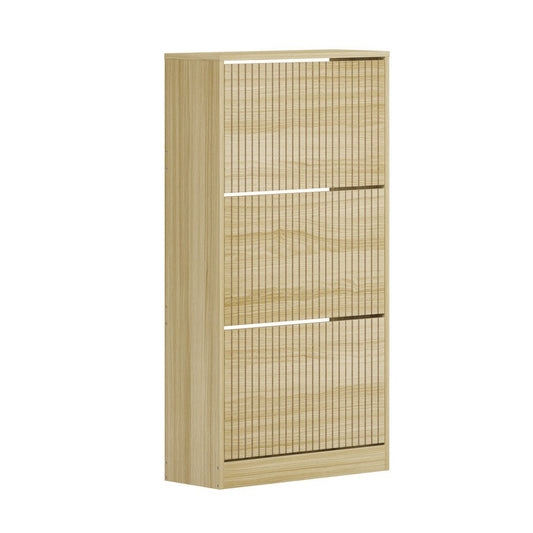 Natural Shoe Rack Storage Cabinet with 3 Compartments - Buy Online at Bargain Bay Australia