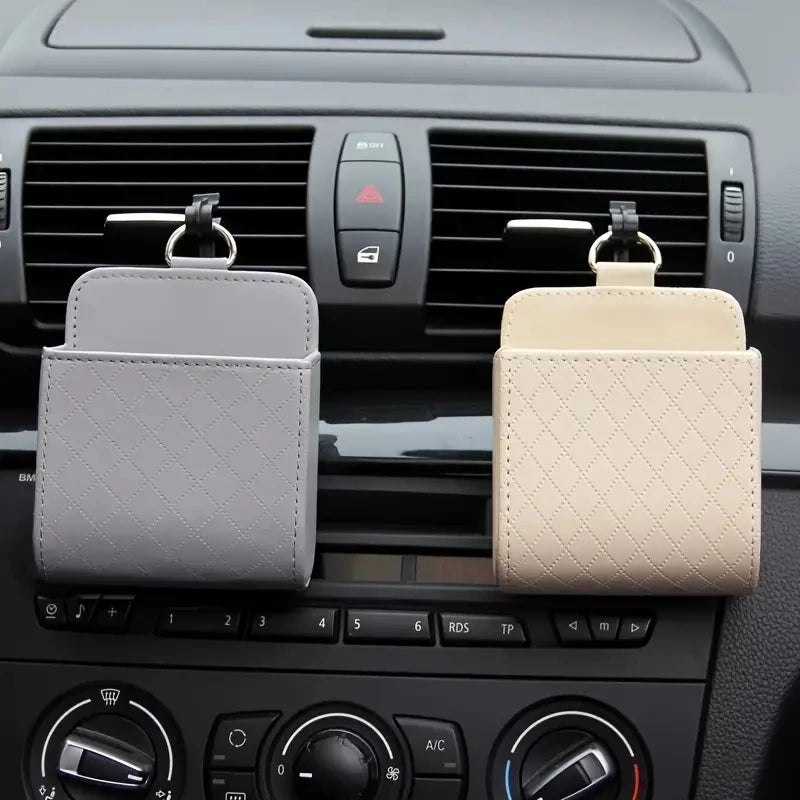 PU Leather Car Phone Holder & Storage Box – Air Vent Organizer - Buy Online at Bargain Bay Australia