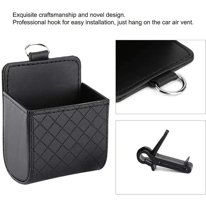 PU Leather Car Phone Holder & Storage Box – Air Vent Organizer - Buy Online at Bargain Bay Australia