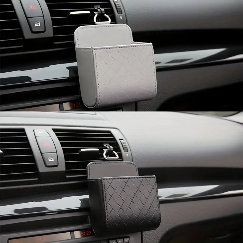 PU Leather Car Phone Holder & Storage Box – Air Vent Organizer - Buy Online at Bargain Bay Australia