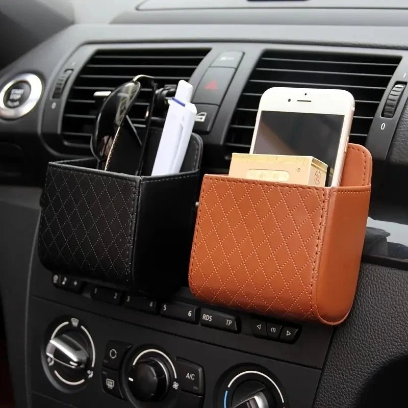 PU Leather Car Phone Holder & Storage Box – Air Vent Organizer - Buy Online at Bargain Bay Australia