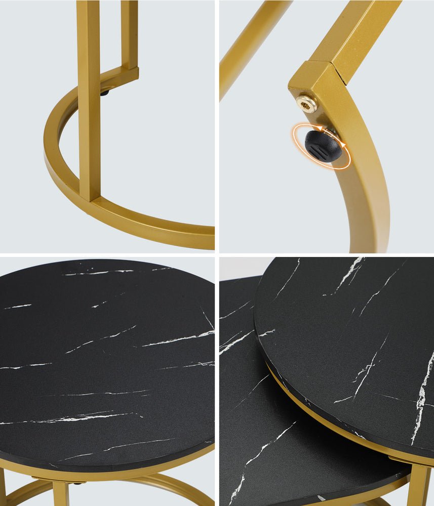 Set of 2 Black and Gold Coffee Tables with Marble Effect - Buy Online at Bargain Bay Australia