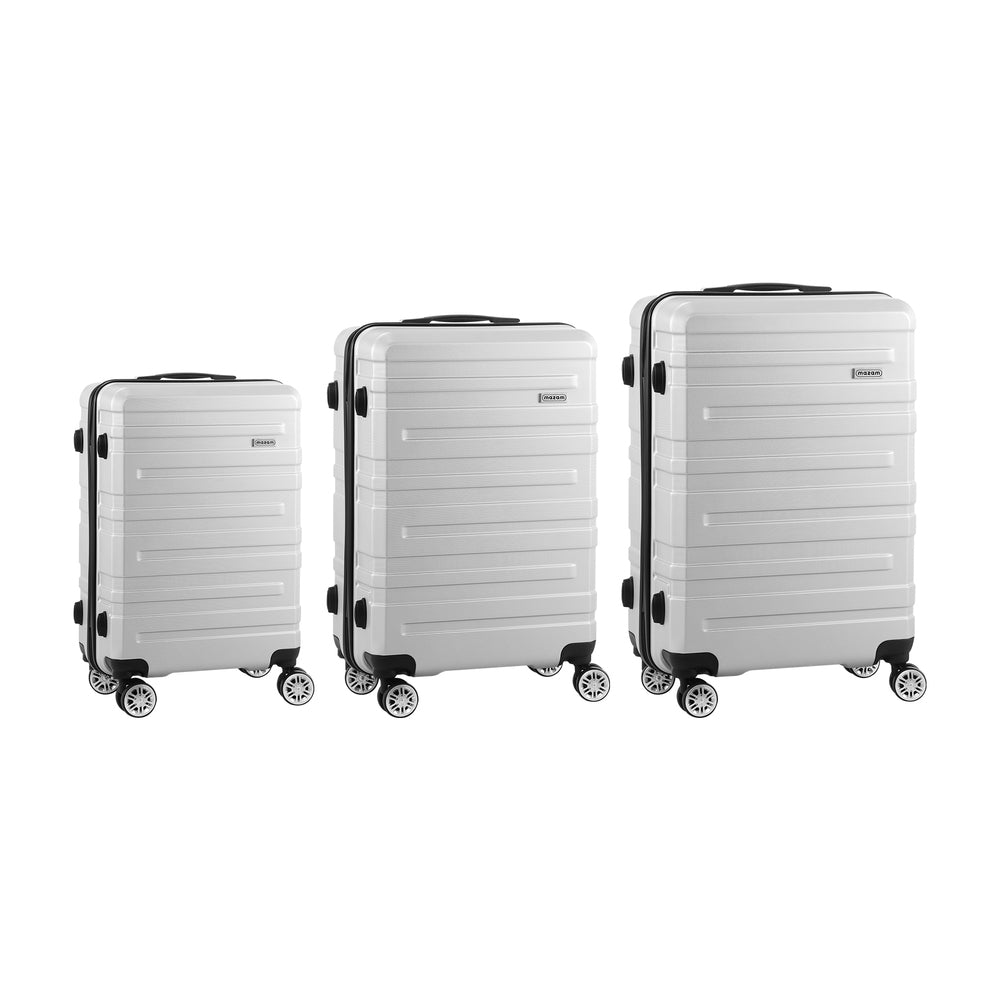 Set of 3 Silver Hard Case Luggage with TSA Lock - Buy Online at Bargain Bay Australia